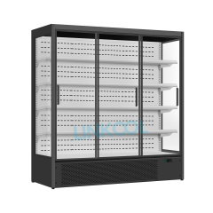 Commercial Upright Glass Door Display Refrigerator Commercial Fan Cooling Fruit Vegetable Beverage Showcase for Grocery Store