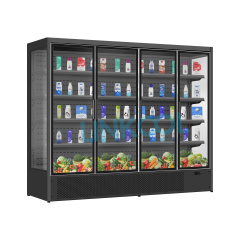Commercial Glass Door Open Chiller Double Door Fruit Vegetable Display Refrigerator for Supermarket