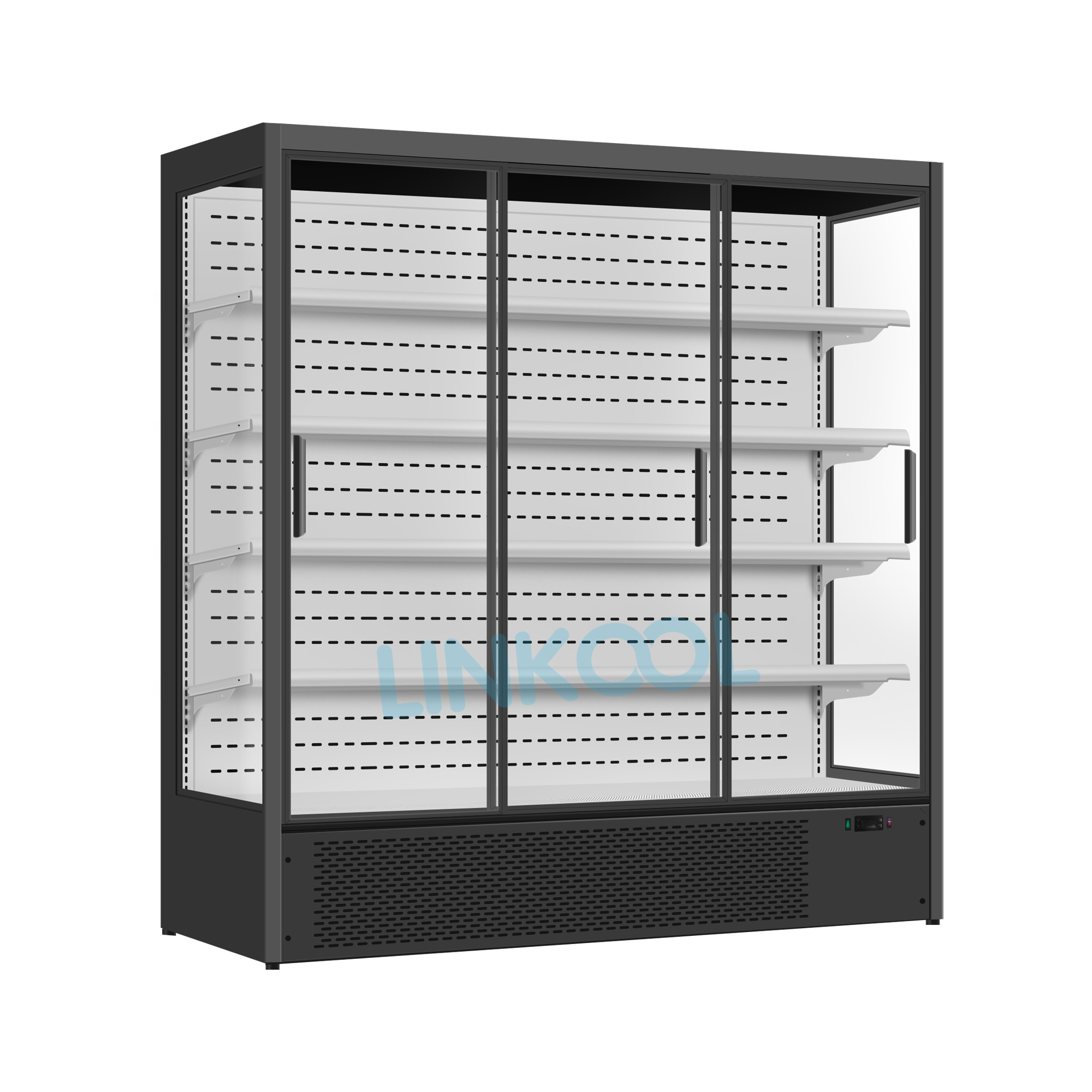 Commercial Double Glass Door Upright Beverage Cooler Fan Cooling No Frost Drink Display Refrigerator for Supermarket