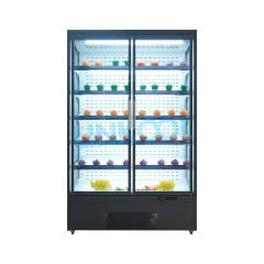 Commercial Glass Door Open Chiller Double Door Fruit Vegetable Display Refrigerator for Supermarket