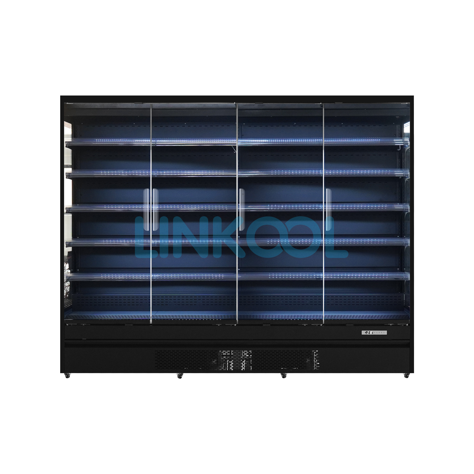 Commercial Glass Door Open Chiller Double Door Fruit Vegetable Display Refrigerator for Supermarket