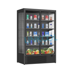 Commercial Double Glass Door Upright Beverage Cooler Fan Cooling No Frost Drink Display Refrigerator for Supermarket