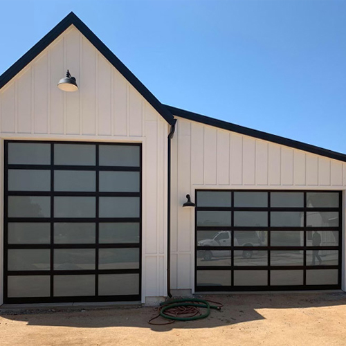Full vision glass sectional garage door