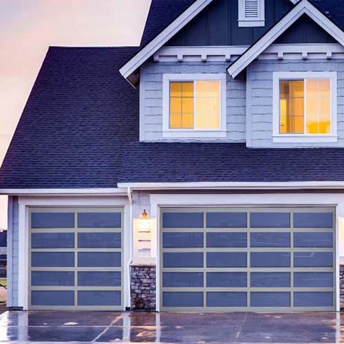 Full vision glass sectional garage door