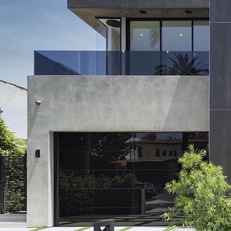 Frameess Black Laminated Glass Garage Door