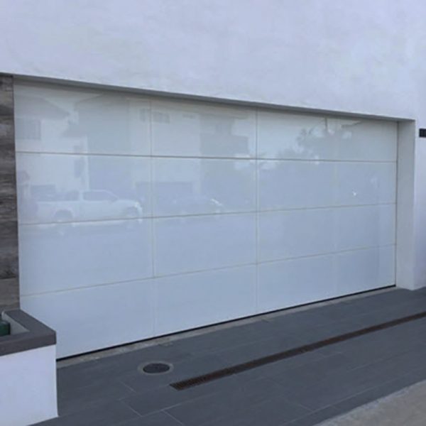 Frameless White Laminated Glass Garage Door