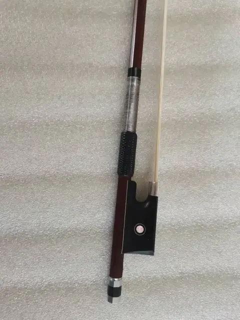 1PC  4/4 size Violin bow pernambuco ebony silver mounted hand made 60-62g