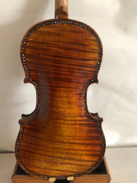 NEW 4/4 Violin Hellier model 1PC solid flamed maple back spruce top shell inlay all hand made completely