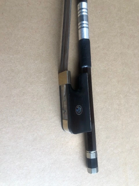 3/4 size dbl bass bow French style carbon fiber stick ebony frog copper mounted