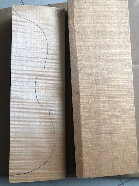 1 set of wood European flamed maple back and old spruce top for 4/4 size violin luthier making