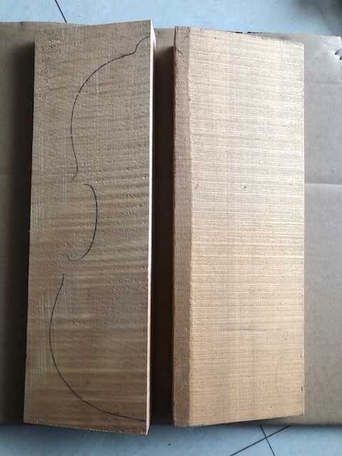 1 set of wood European flamed maple back and old spruce top for 4/4 size violin luthier making