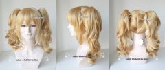 Harley Quinn blonde cosplay wig with two curly clips lolita hair ( KA012)