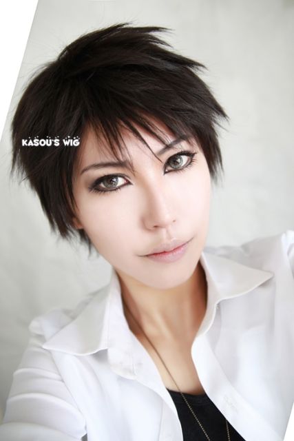 My Hero Academia Kai Chisaki. Free! Yamazaki Sosuke Katekyo Hitman Reborn Takeshi/ Hibari short black layered wig