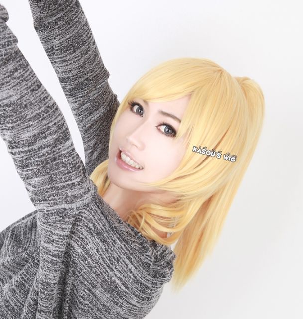 [sold out] Love Live! School Idol project Ayase Eli pastel yellow ponytail cosplay wig . SP01