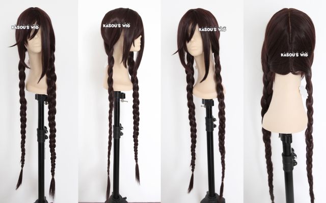 100cm / 39.5" Dangan Ronpa Fukawa Touko long braids dark brown cosplay wig with long bangs