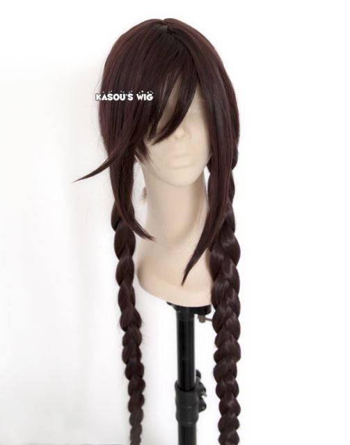 100cm / 39.5" Dangan Ronpa Fukawa Touko long braids dark brown cosplay wig with long bangs