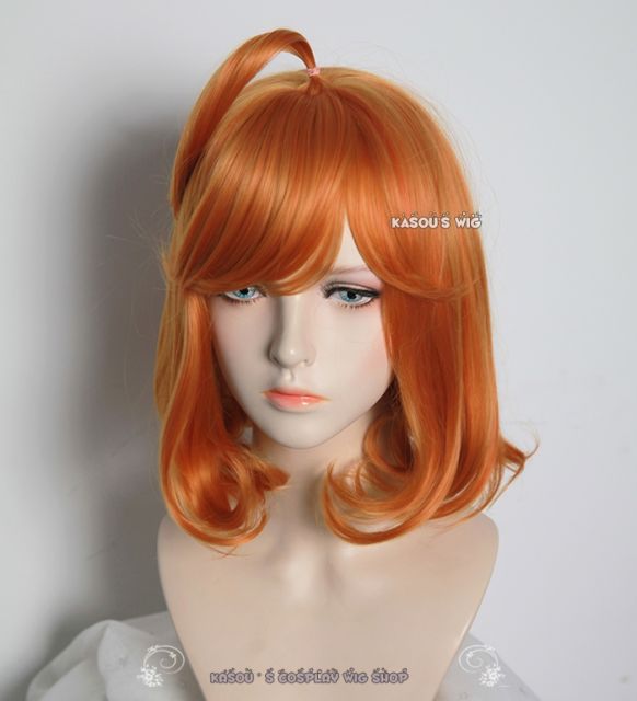 RWBY Penny Polendina short orange curly bob wig with ahoge ( large skin top)