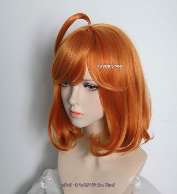 RWBY Penny Polendina short orange curly bob wig with ahoge ( large skin top)