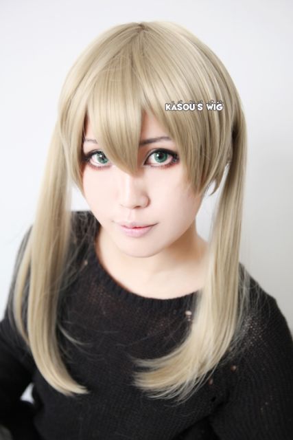 Soul Eater Maka Albarn 50cm long straight sand blonde twin tails cosplay wig ( KA016 )
