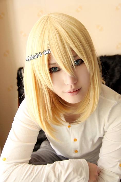 Howl s Moving Castle Howl yellow blonde 40 cm long bob cosplay wig