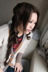 【sold out】FF7 / Final Fantasy VII Aerith Gainsborough pre-styled dark brown middle parted cosplay Wig