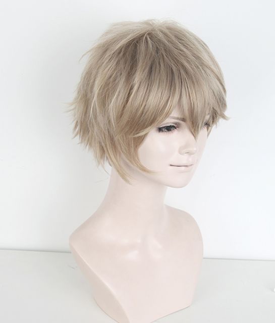 S-1 / KA015 >>31cm / 12.2" short ash blonde layered wig, easy to style,Hiperlon fiber