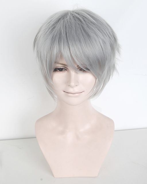 S-1 / KA003 >> Neon Genesis Evangelion EVA Nagisa Kaworu 31cm / 12.2" short light gray layered wig, easy to style