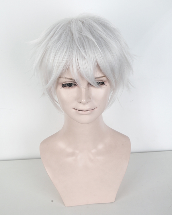 S-1 31cm short silver white layered wig, easy to style,Hiperlon fiber