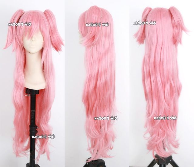 100cm / 39.5" Puella Magi Madoka Magica Kaname Madoka goddess version long wavy pink / pastel pink cosplay wig with clips / 2 colors available