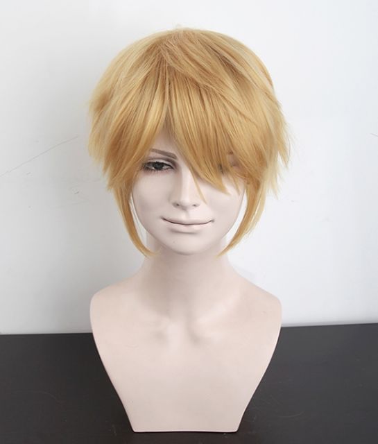 S-1 / KA012 >>31cm / 12.2" short golden blonde layered wig, easy to style,Hiperlon fiber