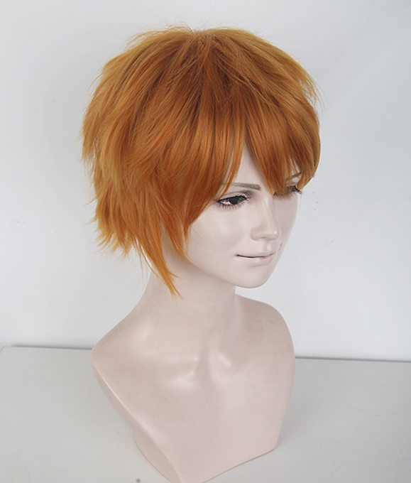 S 1 33cm short carrot orange layered wig easy to style Hiperlon fiber