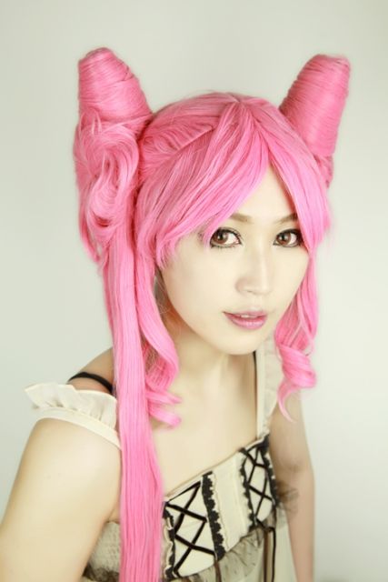Sailor Moon Chibi Usa dark lady pink pre-styled cosplay wig 130cm long
