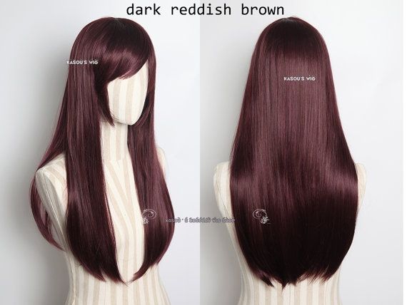 Overwatch D.Va 70cm long straight cosplay wig . brown / reddish brown . 2 colors available