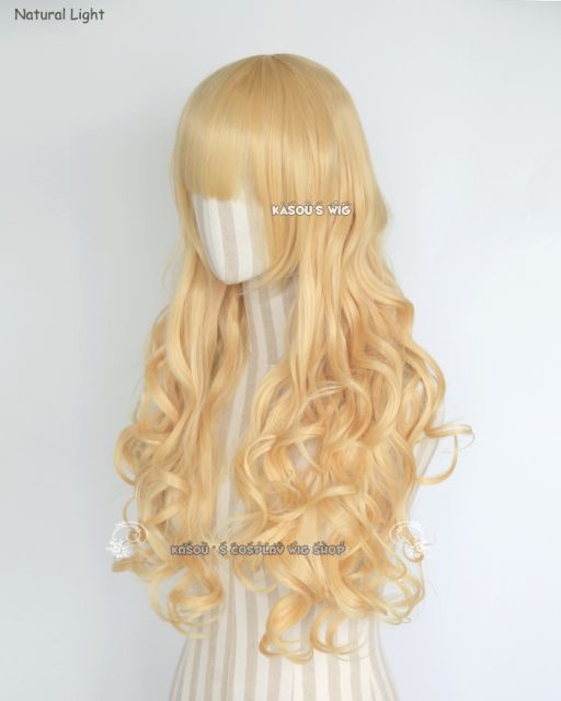 L-1 / SP01 pastel yellow blonde 75cm long curly wig . Tangle Resistant fiber