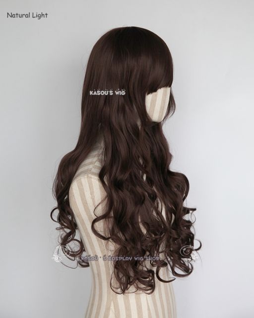 L-1 / SP07  brown 75cm long curly wig . Tangle Resistant fiber