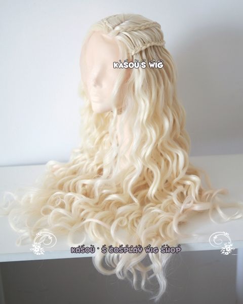Lace Front>>> Daenerys Targaryen Game of thrones / A Song of Ice and Fire pale blonde curly cosplay wig 80cm SP25