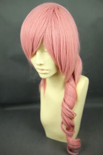 Final Fantasy XIII / FF13 Serah Farron Milkshake long curly ponytail pink  cosplay Wig