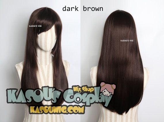 Overwatch D.Va 70cm long straight cosplay wig . brown / reddish brown . 2 colors available