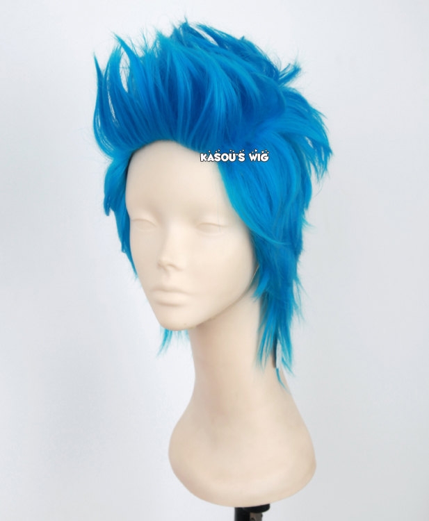 One Piece Franky short layers blue cosplay wig KA047