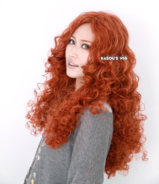 Movie Brave princess Merida Auburn long curly cosplay wig