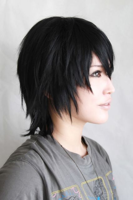 Sword Art Online Kirito / Kirigaya Kazuto short layer black cosplay wig. KA032