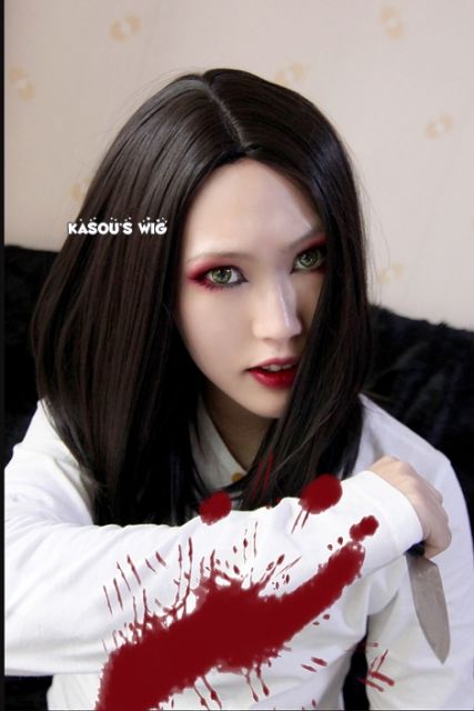 Alice Madness Returns Alice central parted shoulder- length / 40 cm long black  cosplay wig