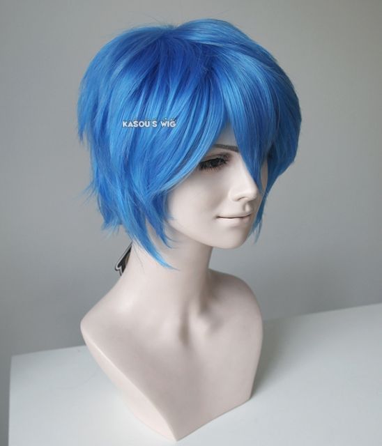 S-1 / KA048>>31cm / 12.2" short dodger blue layered wig, easy to style,Hiperlon fiber