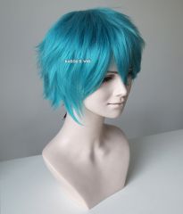 S-1 / KA059>>31cm / 12.2" short teal blue green layered wig, easy to style,Hiperlon fiber