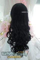 L-1 / KA032 jet black 75cm long curly wig