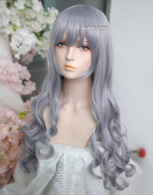 L-1 / SP26 silver Lavender 75cm long curly wig . Tangle Resistant fiber