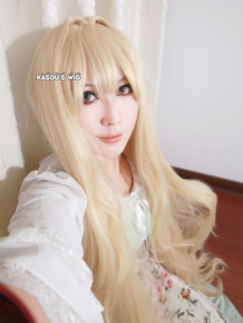 SALE ! VOCALOID  SeeU 130cm super long pre styled blonde  body wavy . curly cosplay wig. cute lolita wig