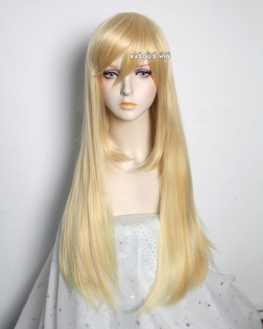 L-2 / KA008 yellow blonde 75cm long straight wig . Hiperlon fiber