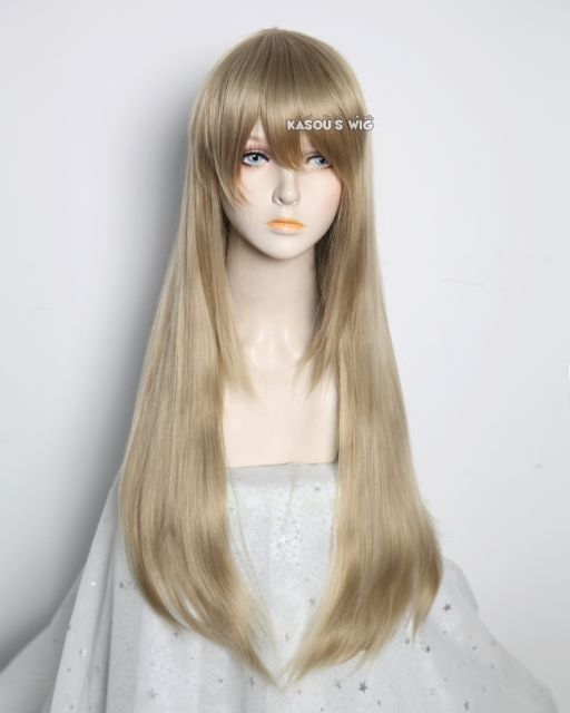 L-2 / KA016 tanned blonde 75cm long straight wig . Hiperlon fiber