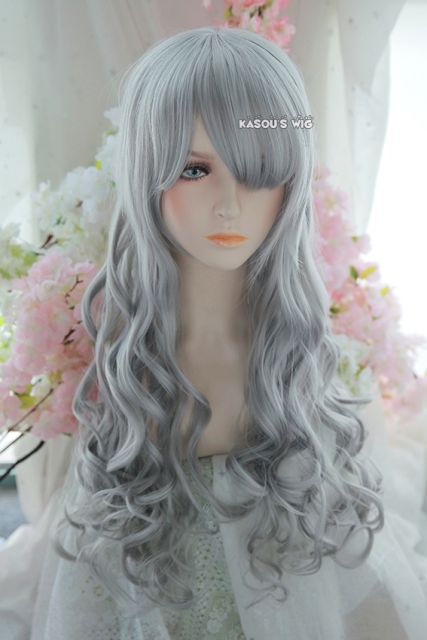 L-1 / KA003 light gray 75cm long curly wig . Hiperlon fiber